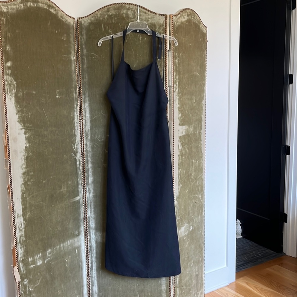 Navy halter midi dress
